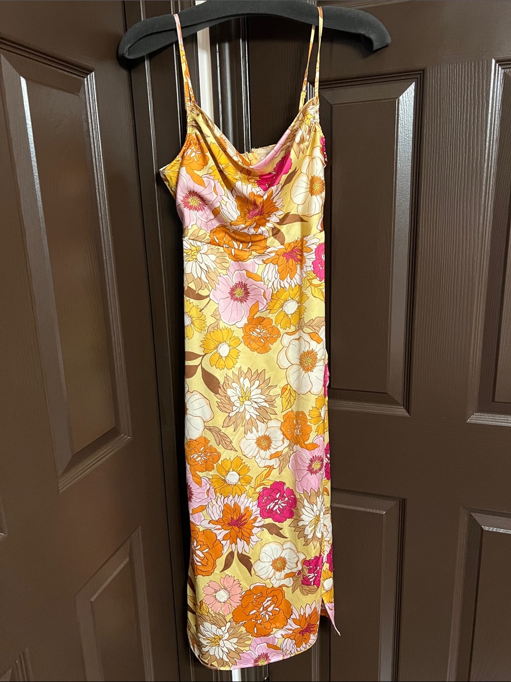 Lush Floral Slip Dress in Yellow, Pink & Orange